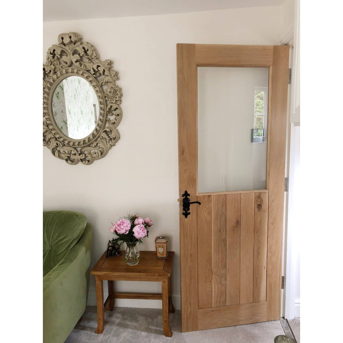 Bespoke Solid Oak Suffolk Half Glazed Door - Main Product Image