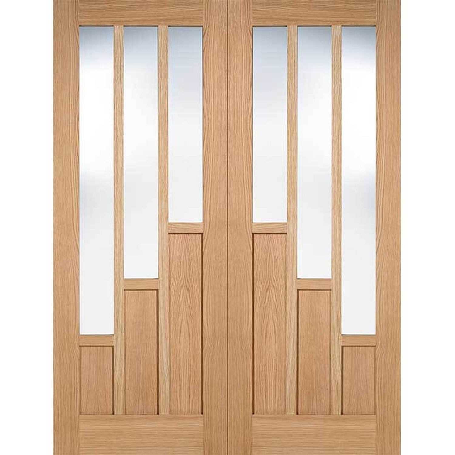 Coventry Prefinished Oak Clear Glazed Internal Door Pair - Main Product Image