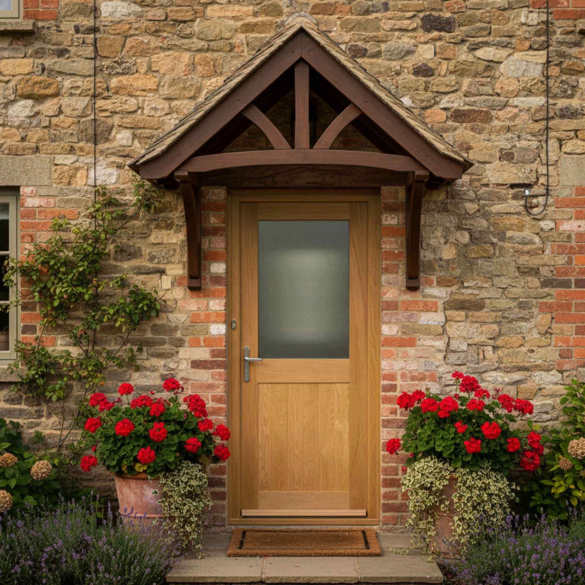 External Prefinished 2 Panel Half Unglazed Solid Oak Door