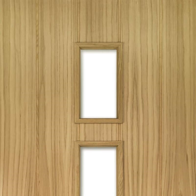 Galway Glazed Vertical Panel Oak Fire Doors