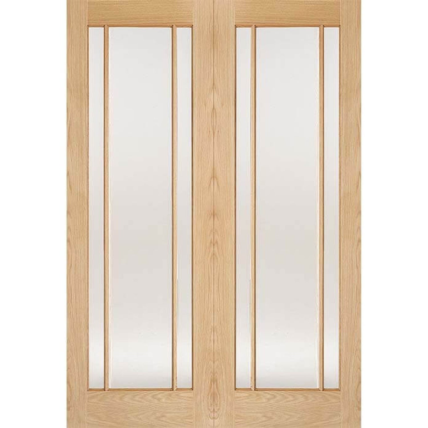 Lincoln Oak Clear Glazed Internal Door Pair - Main Product Image
