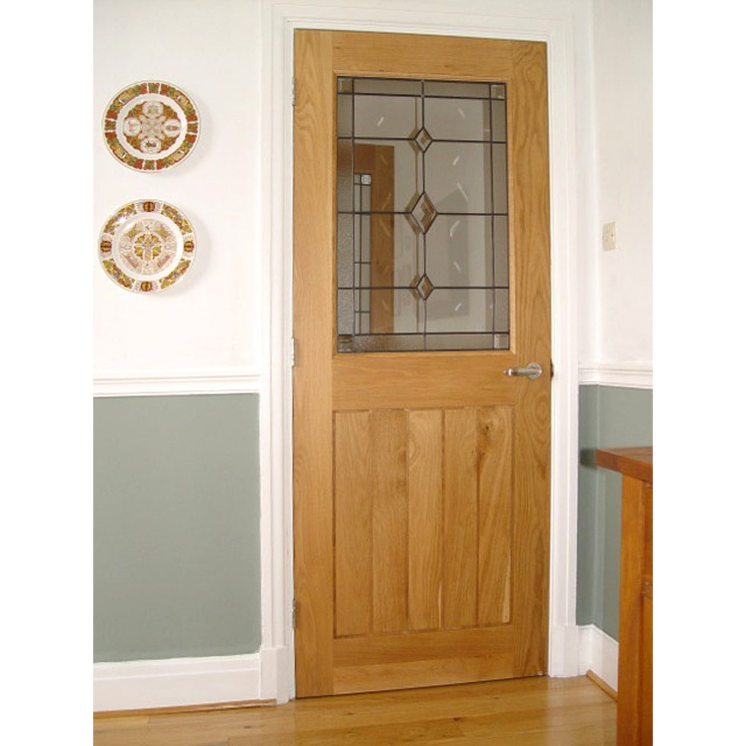 Mexicano Contemporary Half Glazed Solid Oak Door - Lifestyle Image 1