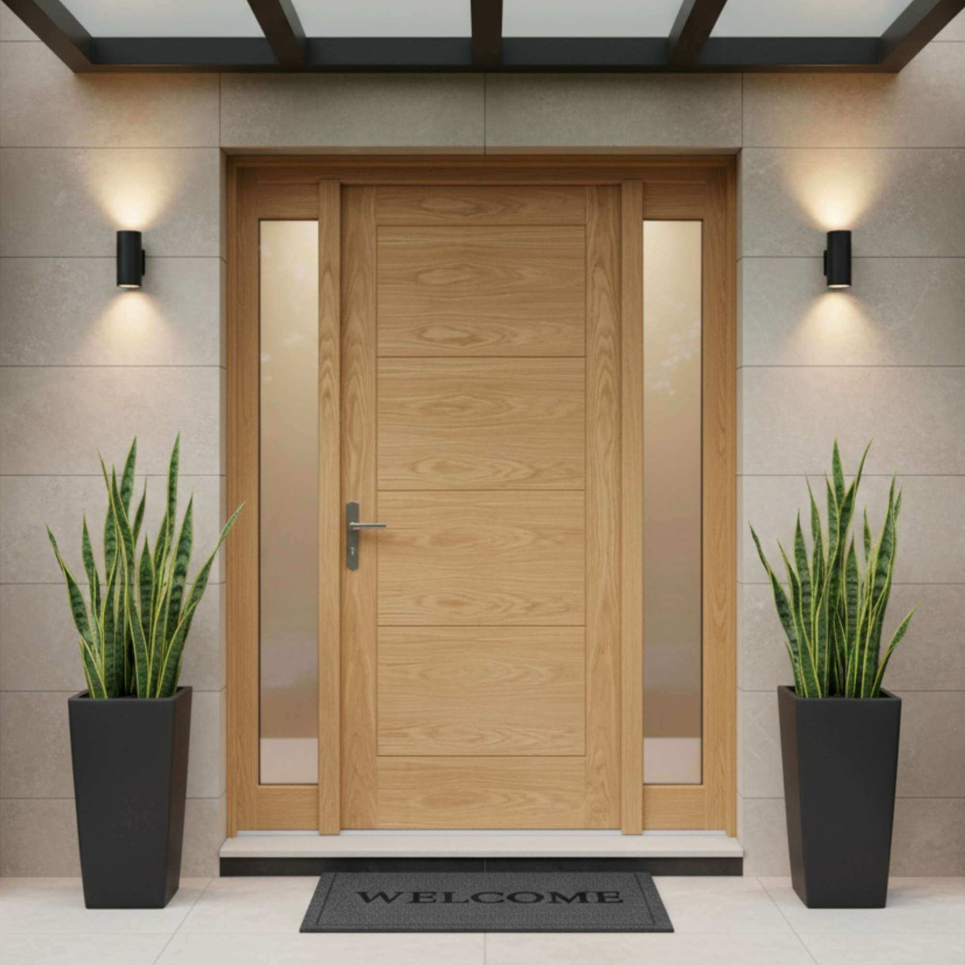 Modica 4 Panel Oak External Door