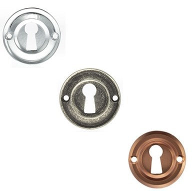 Old English Solid Brass Key Escutcheon Pair - Main Product Image