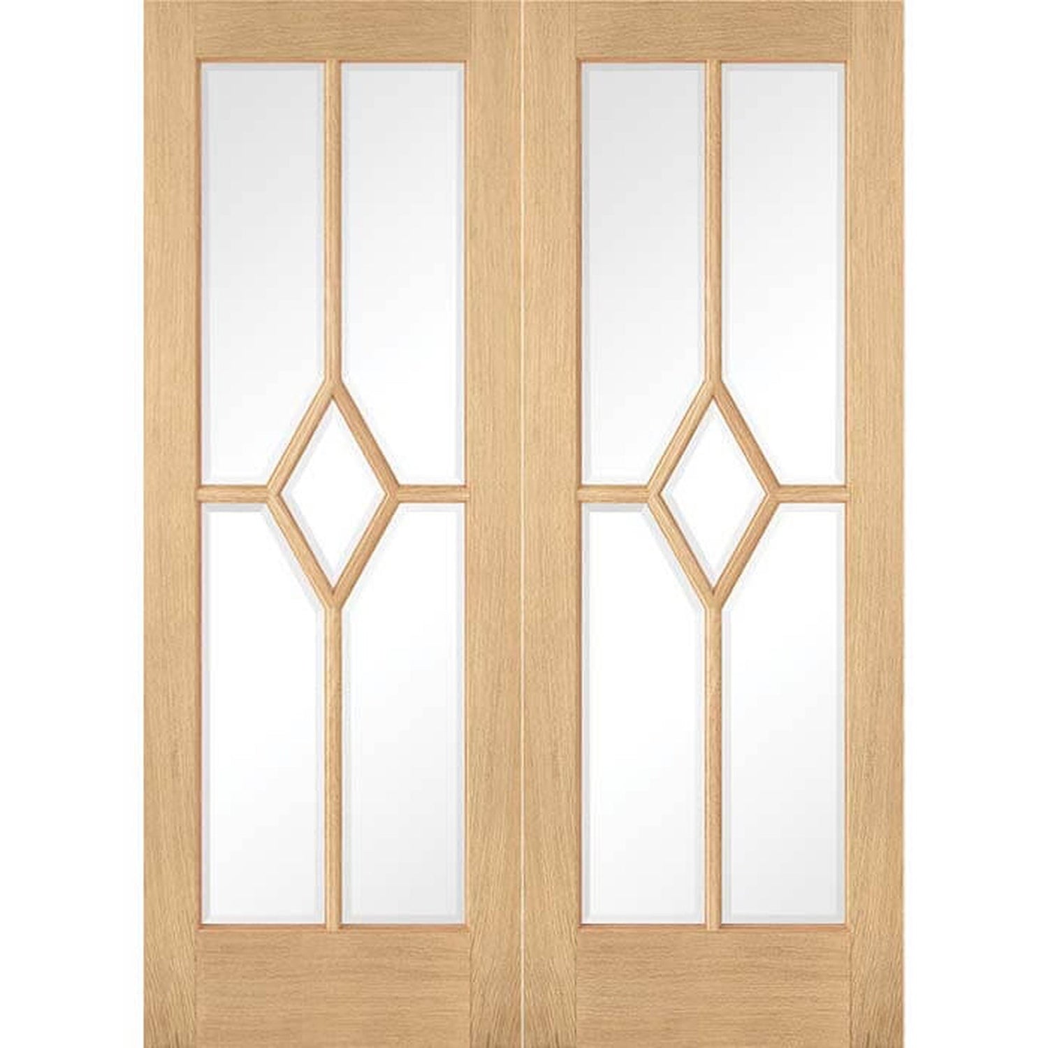 Reims Prefinished Oak Glazed Internal Door Pair - Main Product Image