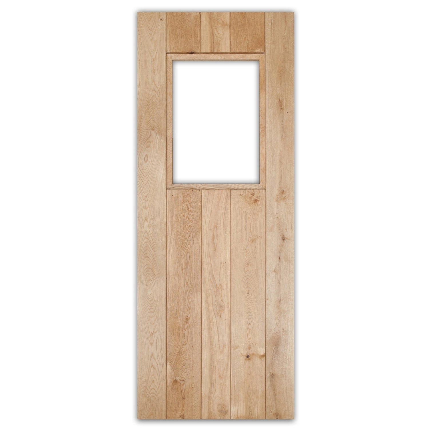 Solid Oak 3 Ledge Glazed Rustic Bead and Butt Cottage Door - Main Product Image