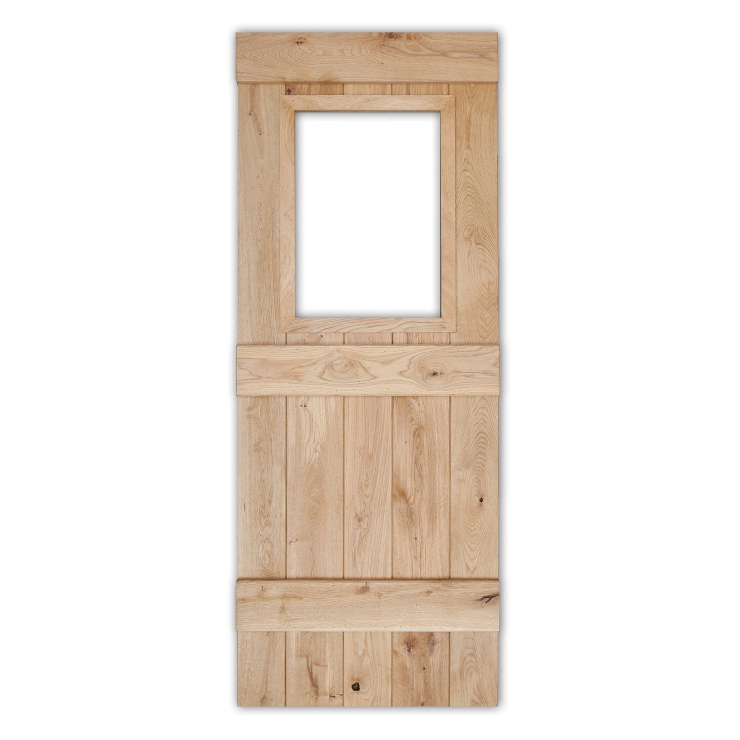 Solid Oak 3 Ledge Glazed Rustic Bead and Butt Cottage Door - Main Product Image