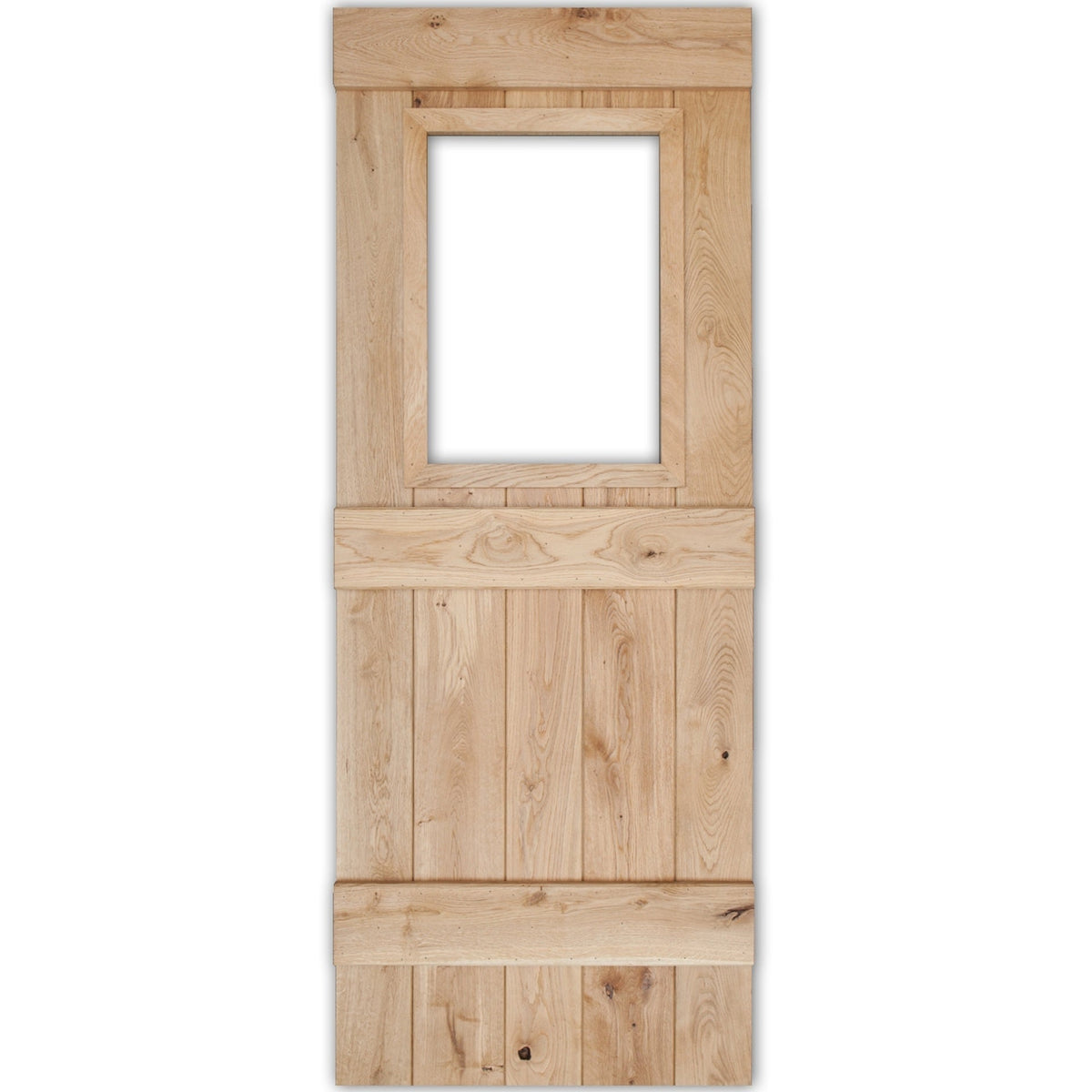 Solid Oak 3 Ledge Glazed Rustic Bead and Butt Cottage Door - Main Product Image