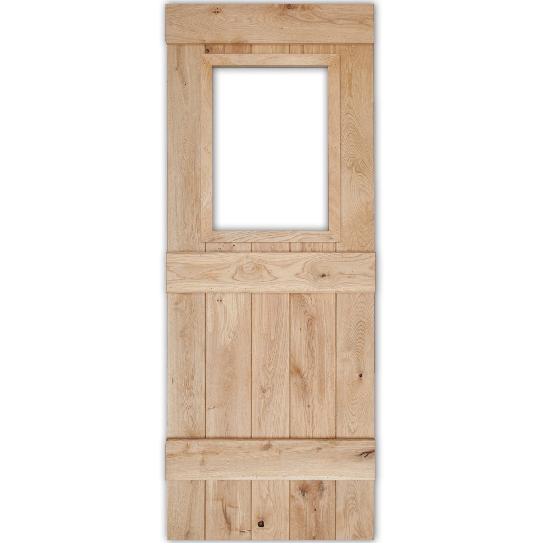 Solid Oak 3 Ledge Glazed Rustic Bead and Butt Cottage Door - Main Product Image