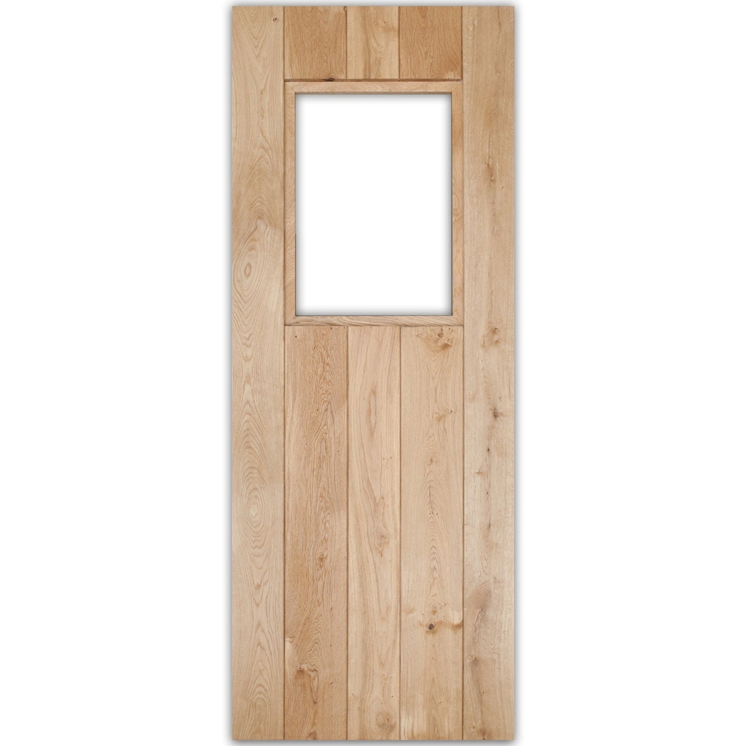 Solid Oak 3 Ledge Glazed Rustic V-Groove Cottage Door - Main Product Image