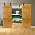 Solid Oak 4 Ledge Double Sliding Barn Door Kit - Main Product Image