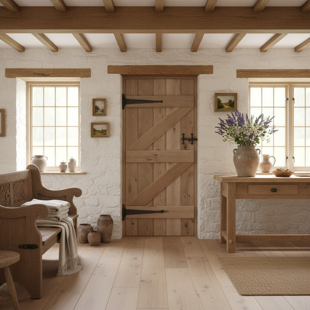 Solid Oak Ledge and Braced Rustic Bead and Butt Door