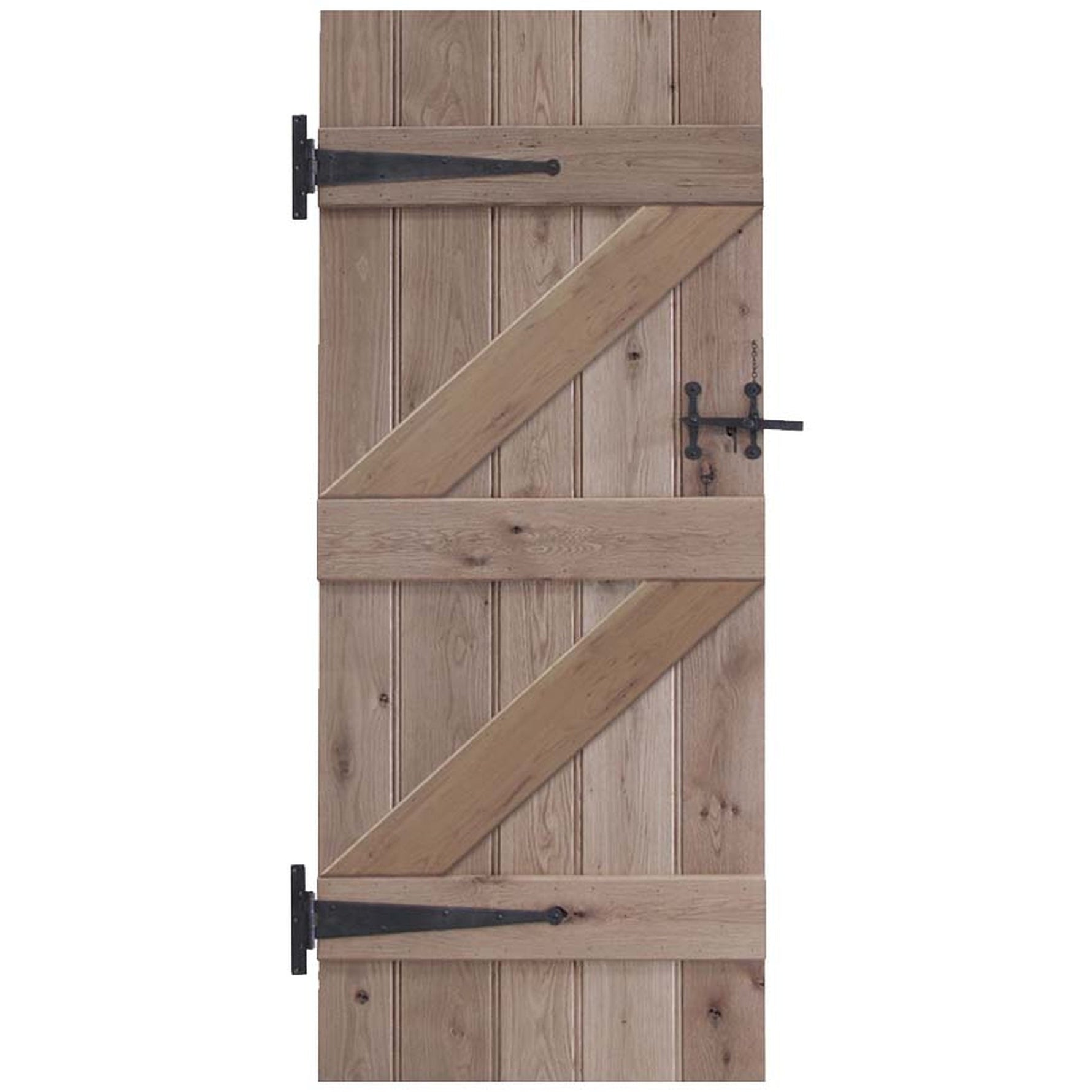 Solid Oak Ledge and Braced Rustic Bead and Butt Door - Main Product Image