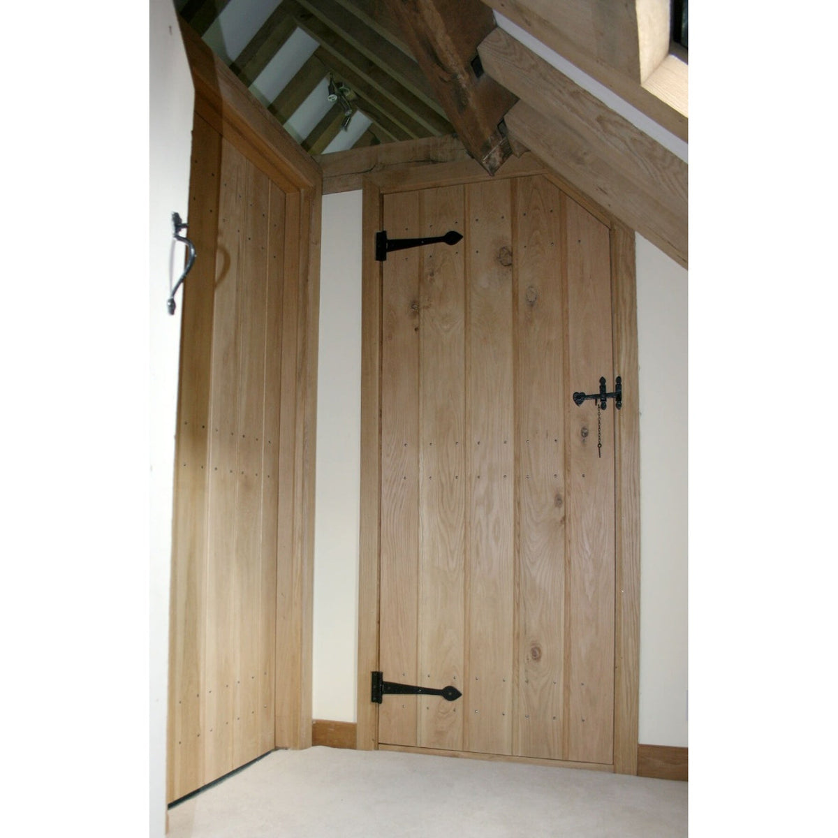 Solid Oak Ledge and Braced Rustic V-Groove Door - Lifestyle Image 1