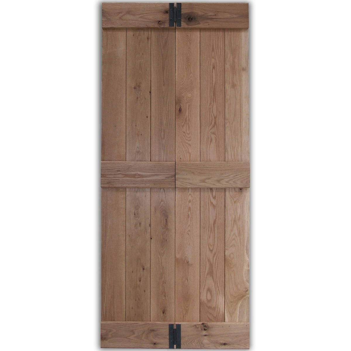 Solid Oak Rustic Bi Fold 3 Ledge Bead and Butt Cottage Door - Main Product Image