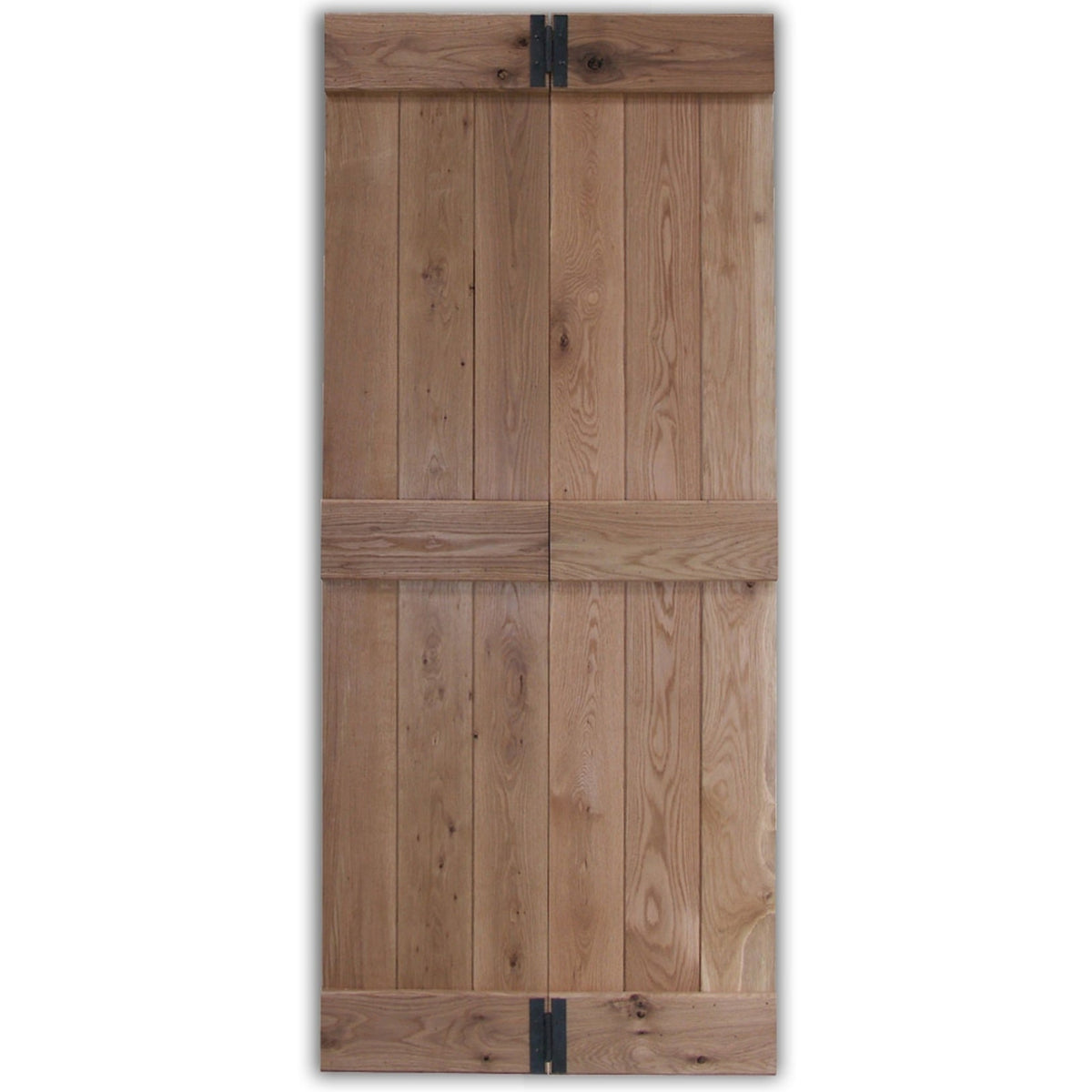Solid Oak Rustic Bi Fold 3 Ledge V-Groove Profile Cottage Door - Main Product Image