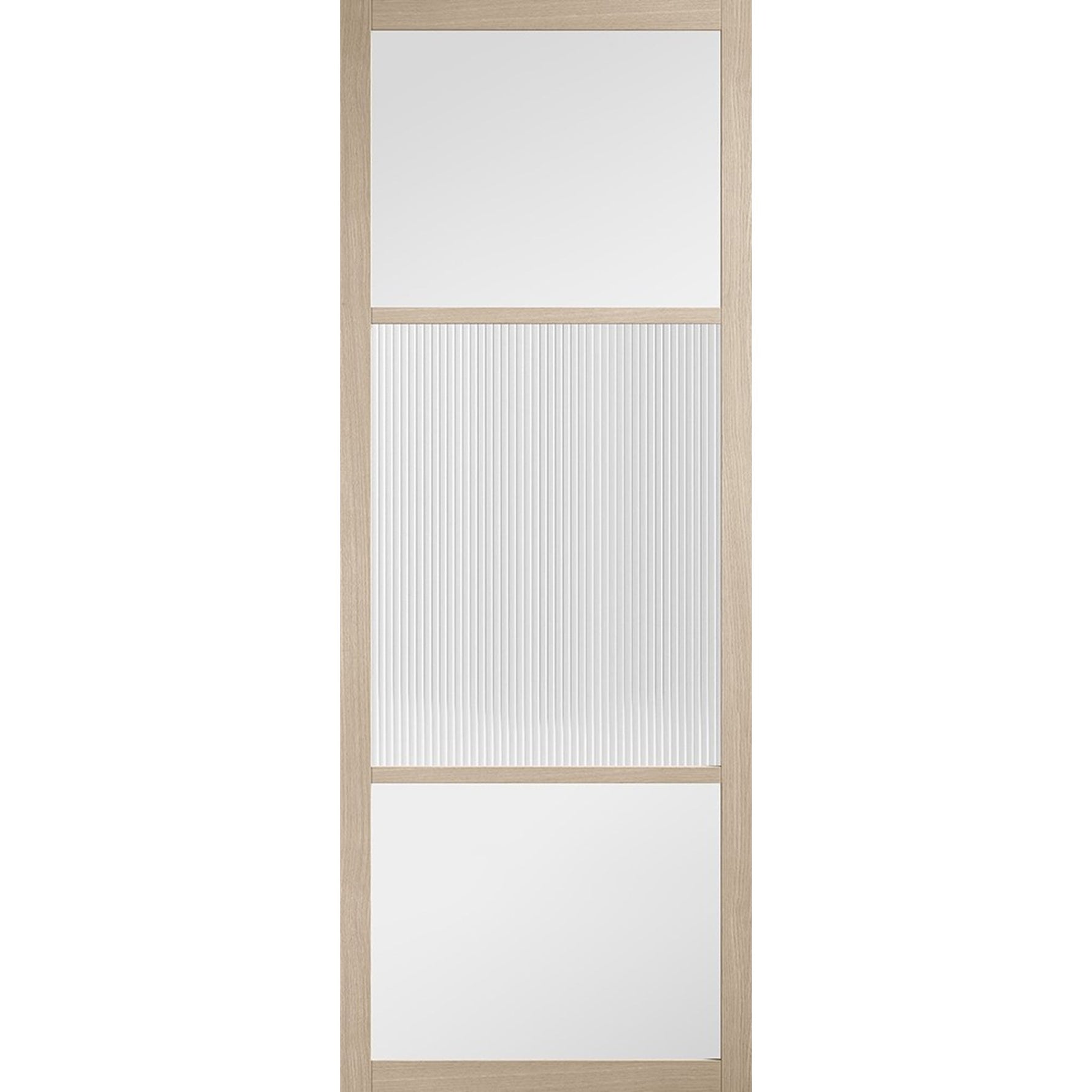 Sutton Prefinished Reeded Glazed Blonde Oak Door - Main Product Image