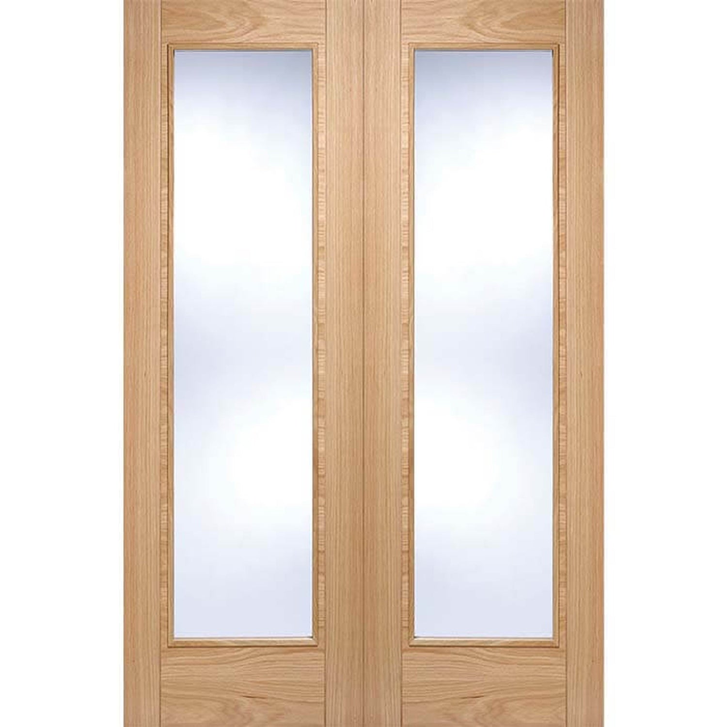 Vancouver Prefinished Oak Clear Glazed Internal Door Pair - Main Product Image