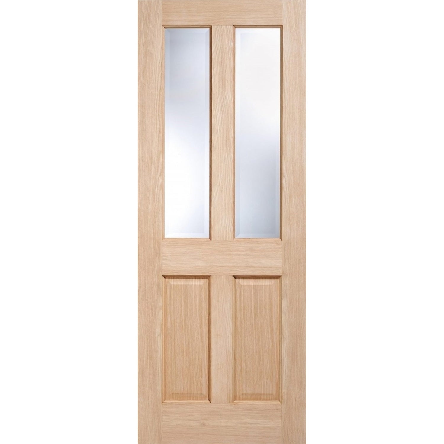 Victorian 4 Panel Glazed Veneer Oak Door - Main Product Image