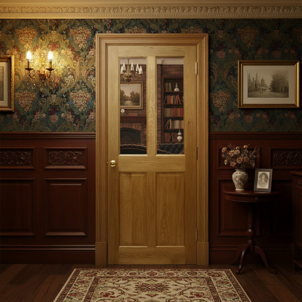 Victorian 4 Panel Half Unglazed Solid Oak Door