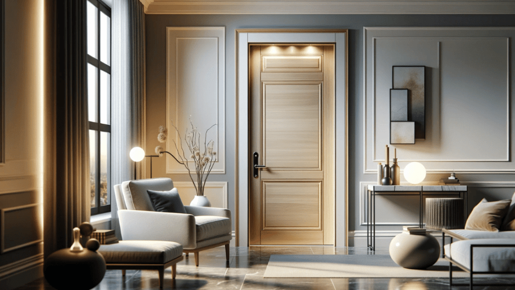 A stylish and modern oak fire door