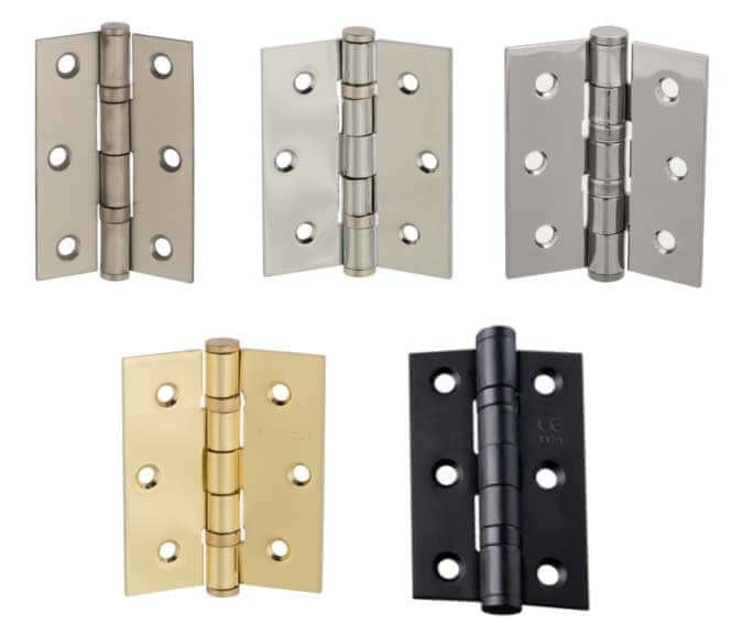 Product assorted butt hinges in multiple metal finishes