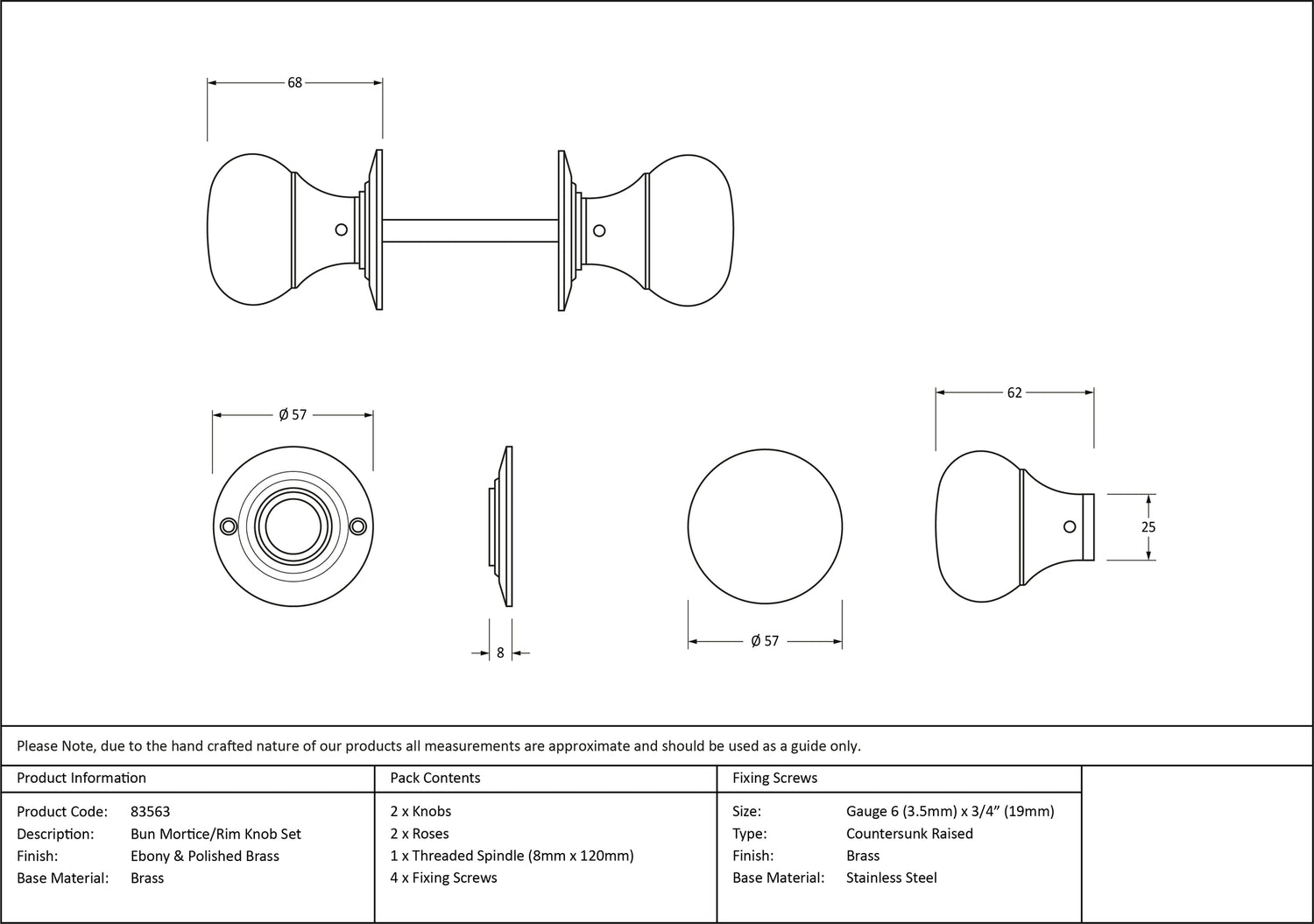 Ebonised Wooden Bun Period Door Knob