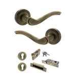 Product Warwick lever on round rose, matt antique brass finish