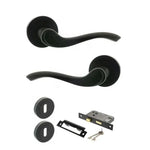 Product Warwick lever on round rose, matt black finish