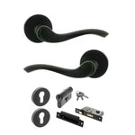 Product Warwick lever on round rose, matt black finish