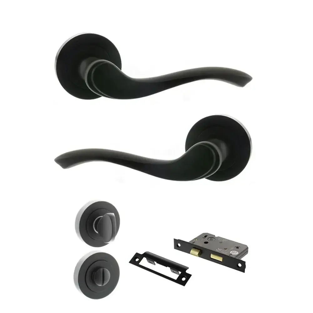 Product Warwick lever on round rose, matt black finish