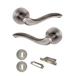 Product Warwick lever on round rose, matt gun metal finish