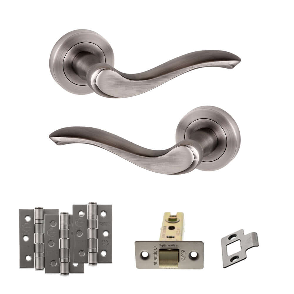 Product Warwick lever on round rose, matt gun metal finish