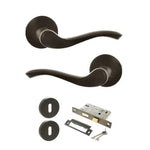 Product Warwick lever on round rose, urban dark bronze finish
