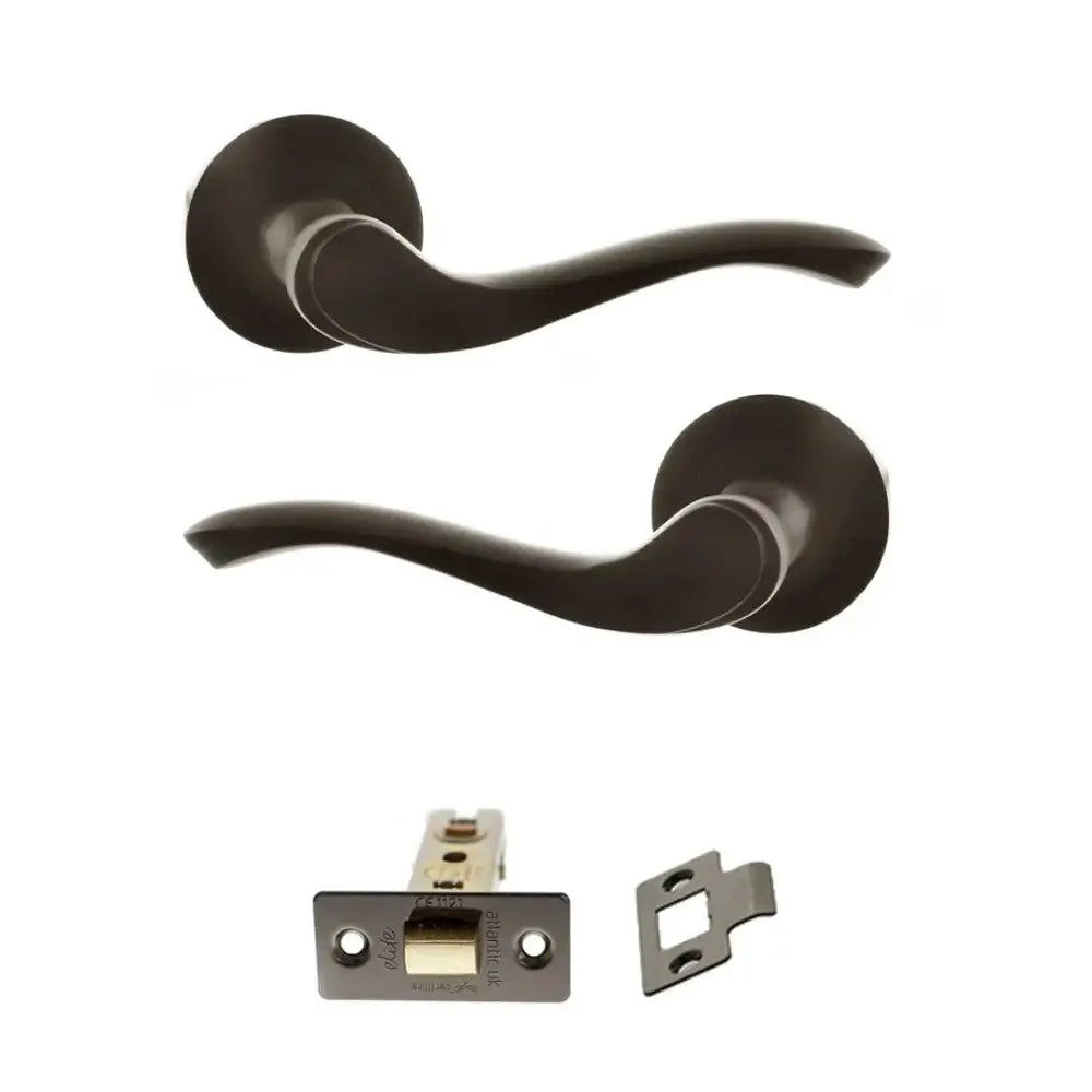 Product Warwick lever on round rose, urban dark bronze finish