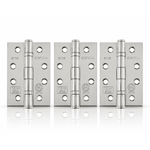 Product silver metal hinges arranged in a row on a white background with a soft reflection below. The hinges are branded with the word 'elite' and feature a polished finish.