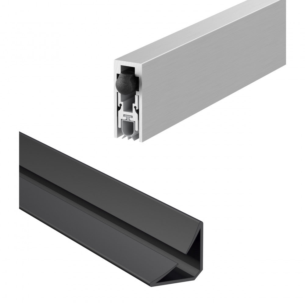 Product Drop seal and acoustics batwing seal for fire doors on white backgroud