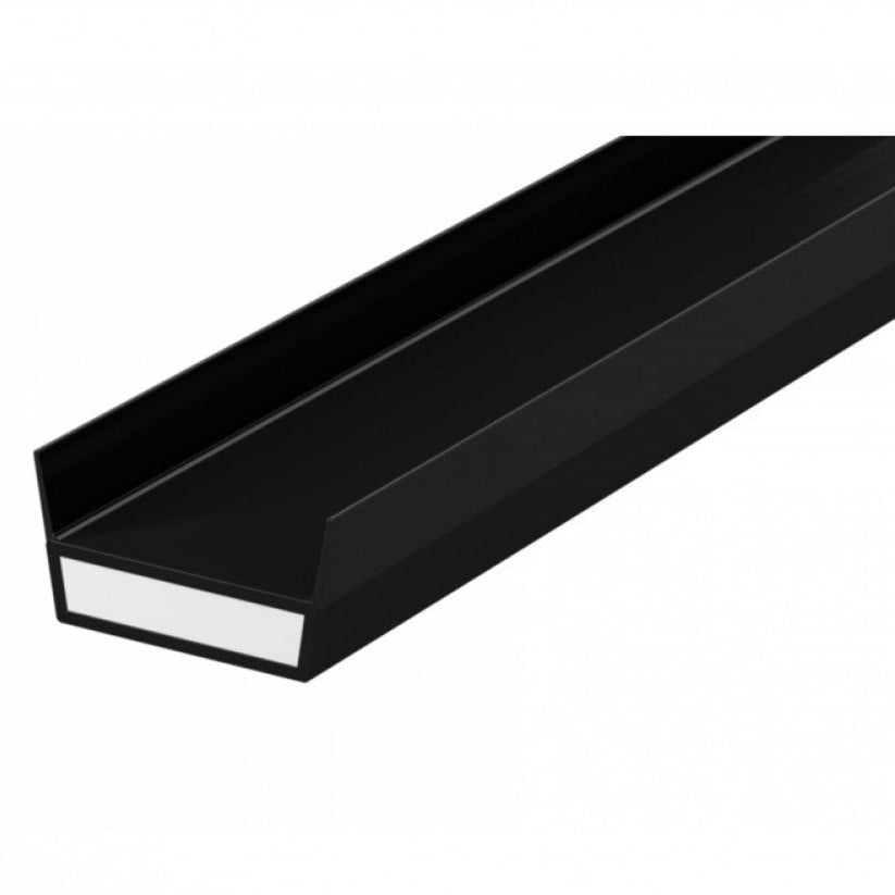 Product A black channel or U-profile tube shown at an angle on a plain white background.