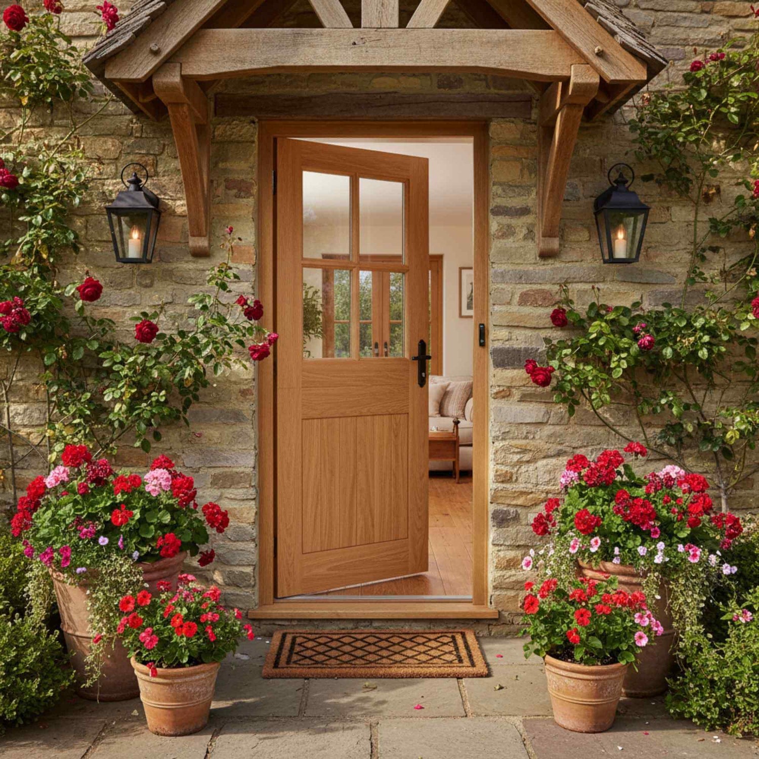 Adoorable Oak 4 Panel Doors - Glazed Cottage Stable Veneer Door