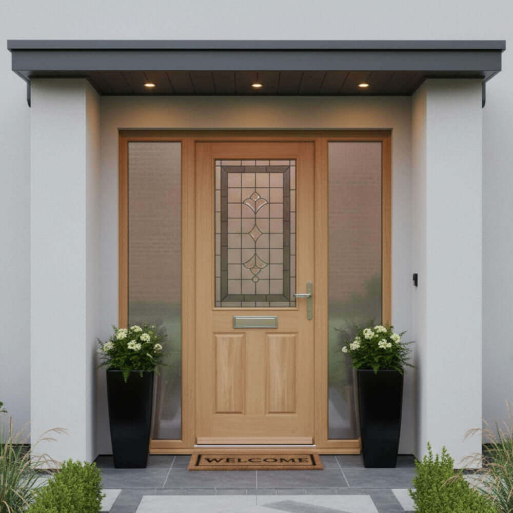 Lifestyle Adoorable oak Winchester glazed external door in entrance setting