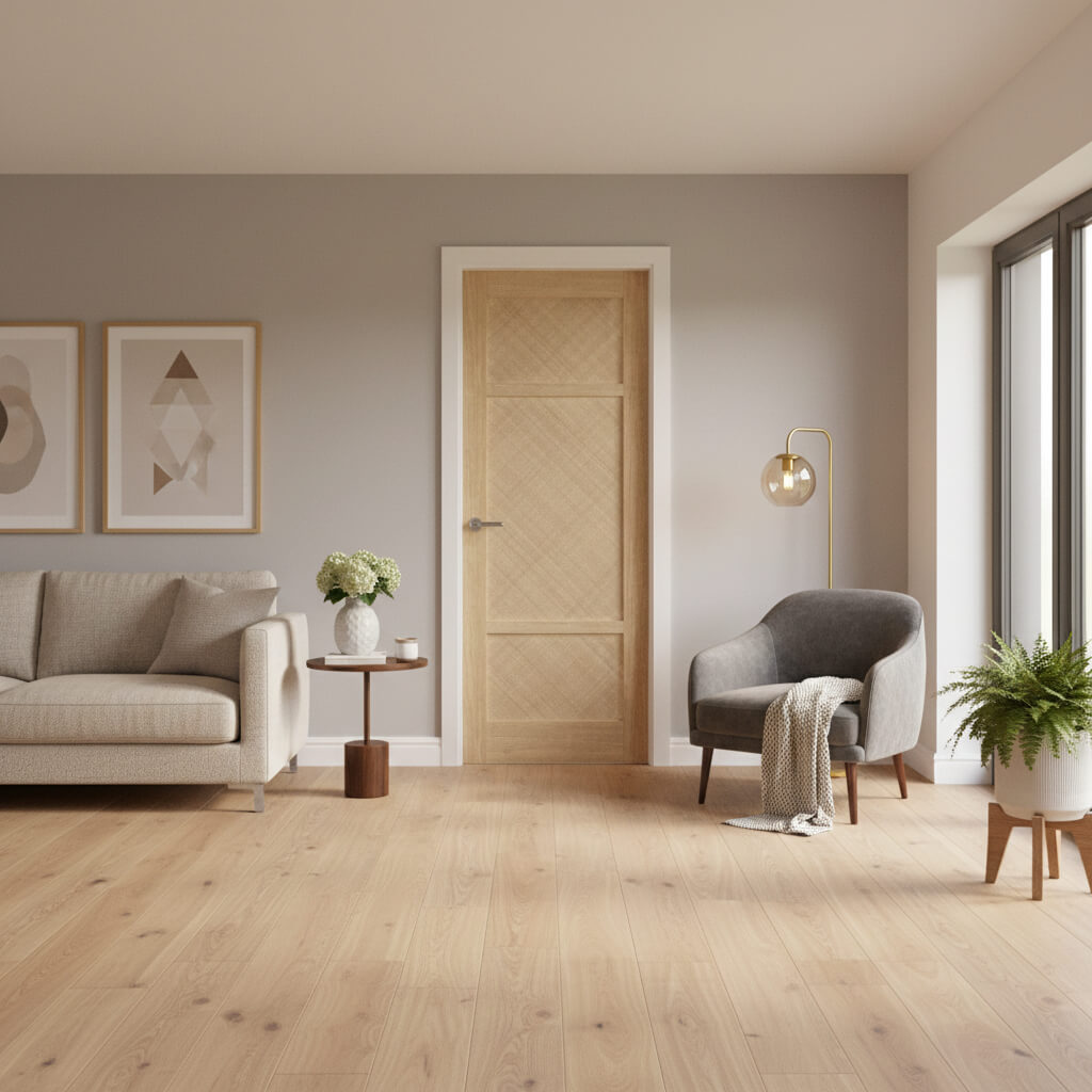 Alvin Prefinished Oak 3 Panel Internal Door Lifestyle Image