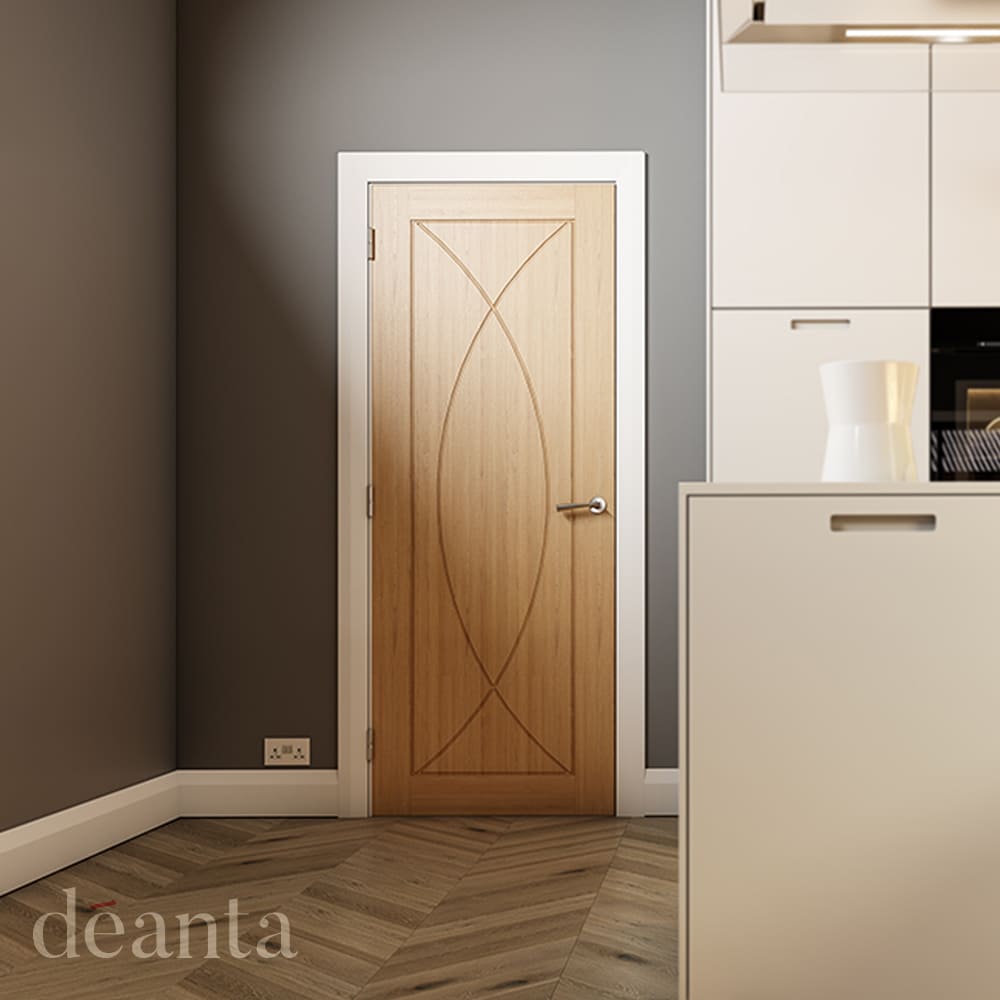 Lifestyle Amalfi prefinished oak fire door installed in room