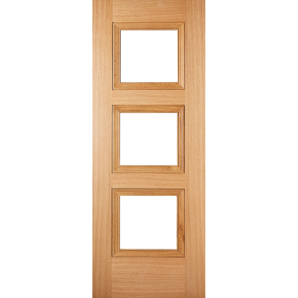 Product Amsterdam 3 panel prefinished oak bevelled glazed door