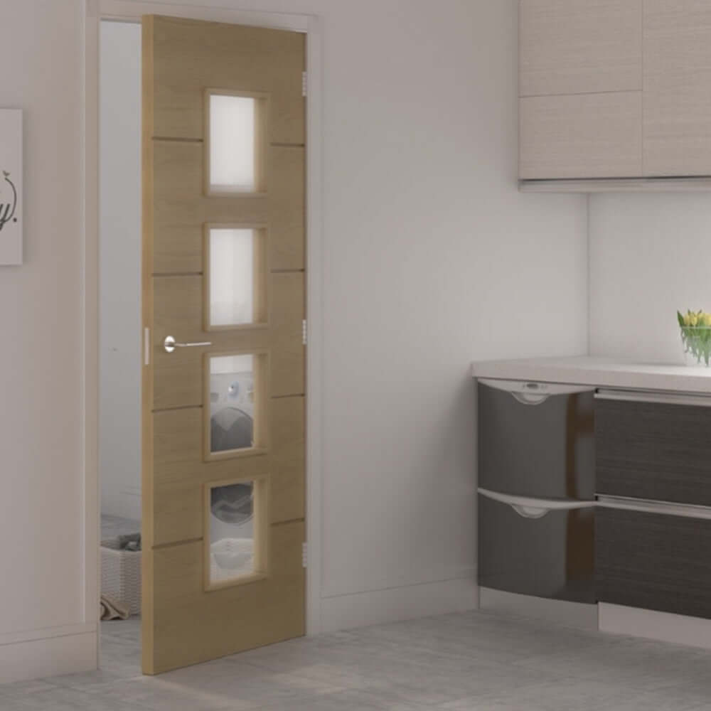 Lifestyle Augusta prefinished glazed oak internal door in room