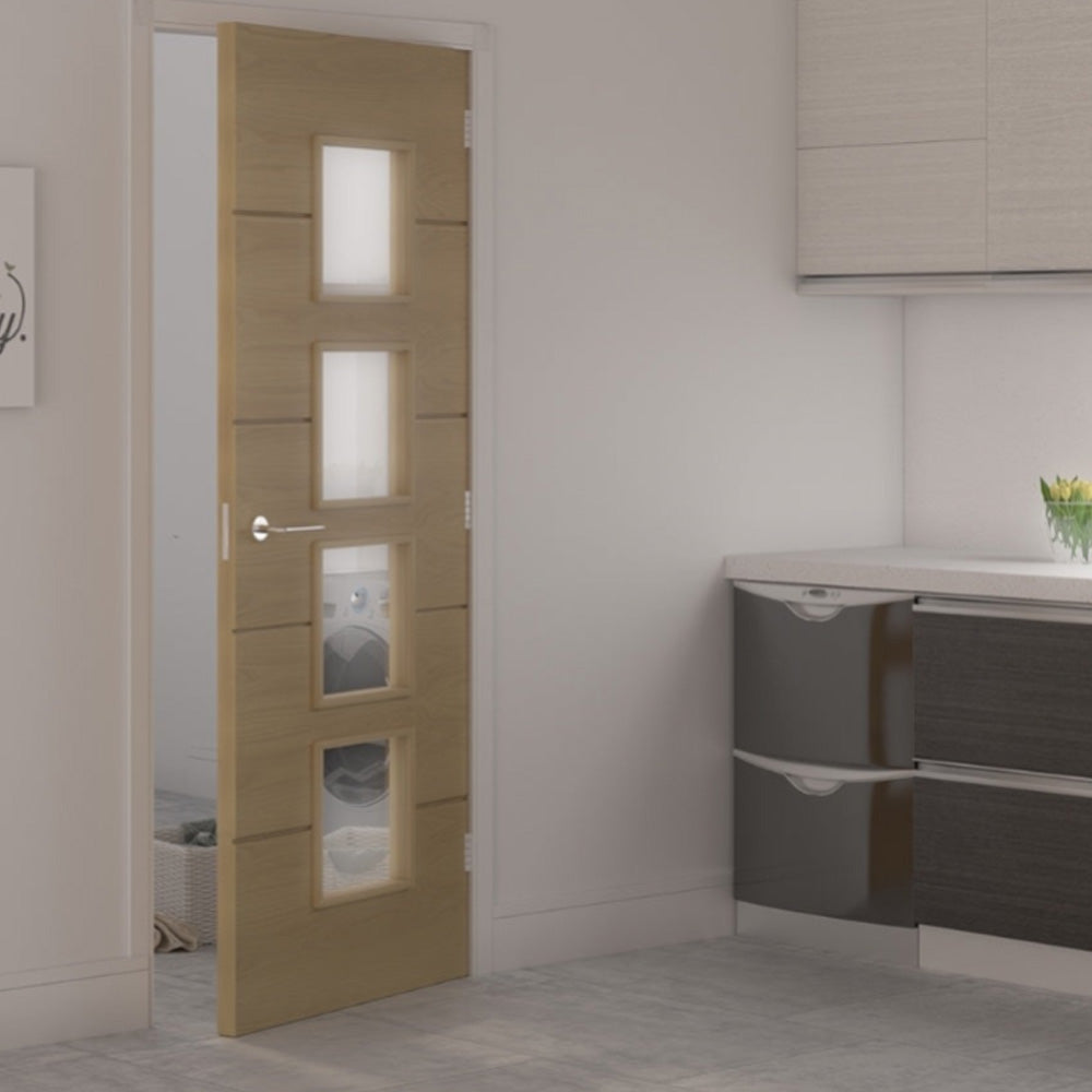 Augusta Prefinished Glazed Oak Internal Fire Door