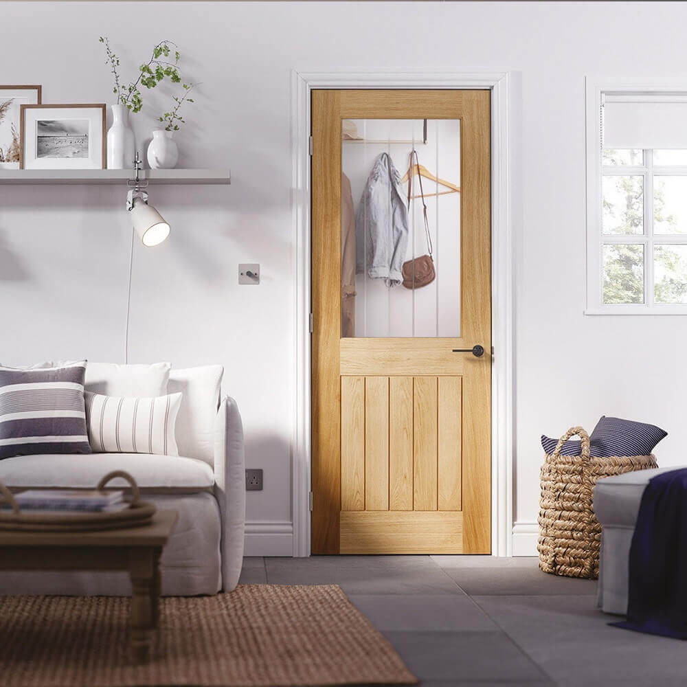 Lifestyle Belize prefinished oak 1 light glazed internal door in room
