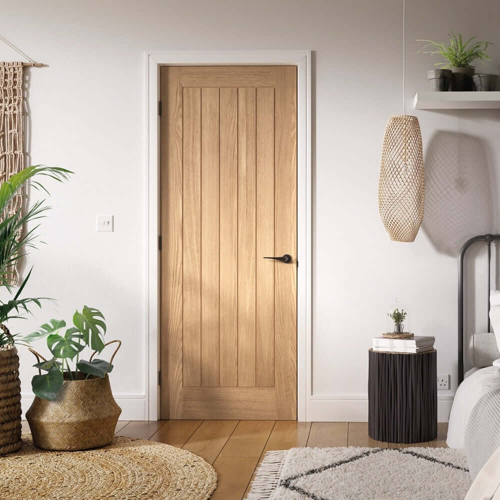 Lifestyle Belize unfinished oak internal door installed in a room setting