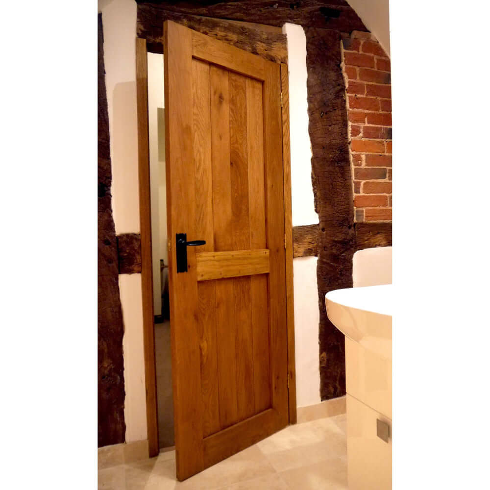 Lifestyle bespoke solid oak Suffolk door in room
