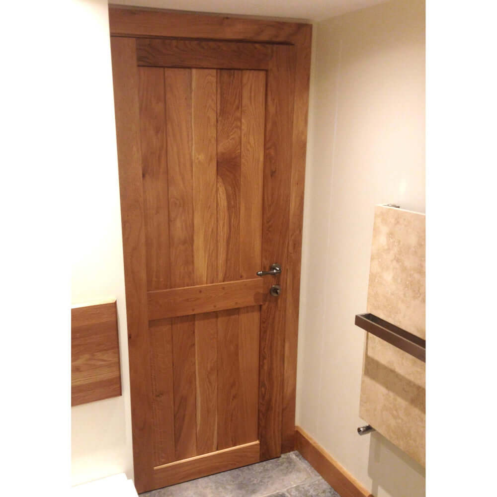 Lifestyle bespoke solid oak Suffolk door in room