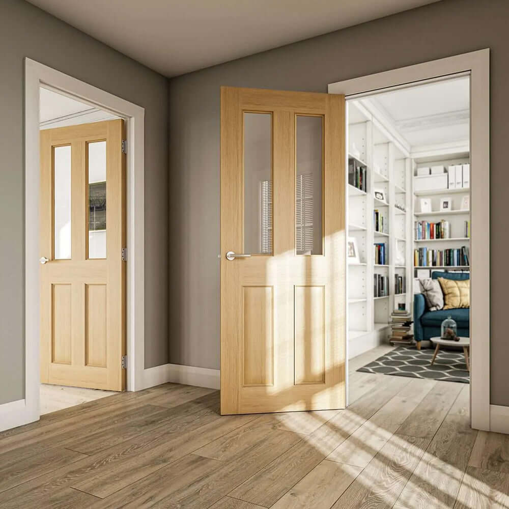 Lifestyle Bury prefinished oak glazed door in room